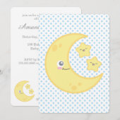 Kawaii Moon en Stars Baby Shower Invitations Kaart (Voorkant / Achterkant)
