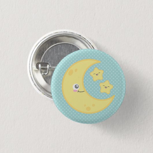 Kawaii Moon en Stars Button (Voorkant /achterkant)