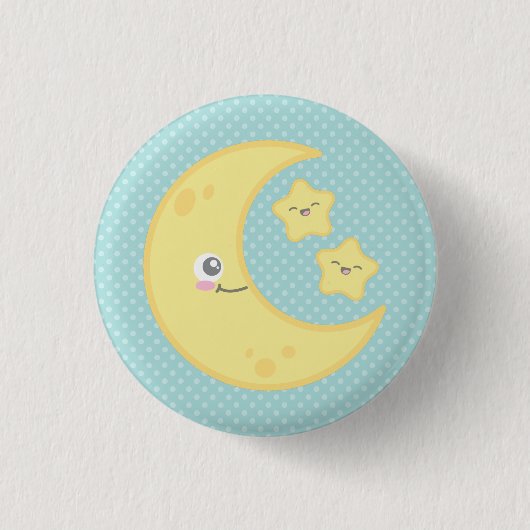 Kawaii Moon en Stars Button (Voorkant)