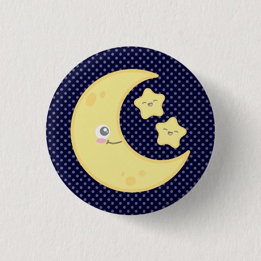 Kawaii Moon en Stars Button (Voorkant)