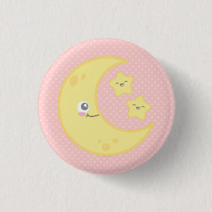 Kawaii Moon en Stars Button