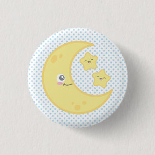 Kawaii Moon en Stars Button