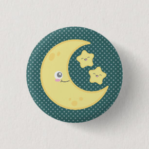 Kawaii Moon en Stars Button