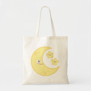 Kawaii Moon en Stars Canvas tas