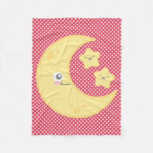Kawaii Moon en Stars Fleece Blanket (Voorkant)