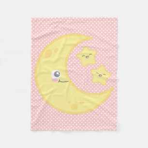 Kawaii Moon en Stars Fleece Blanket Deken