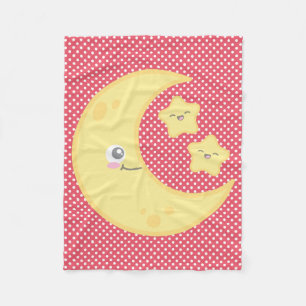 Kawaii Moon en Stars Fleece Blanket Deken