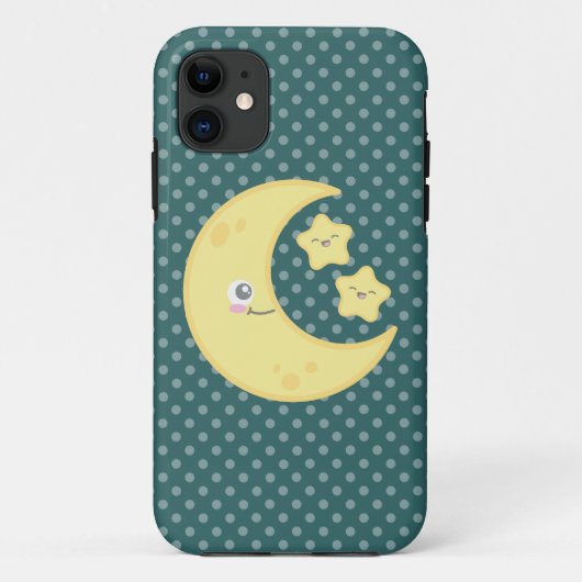 Kawaii Moon en Stars iPhone Case (Achterkant)