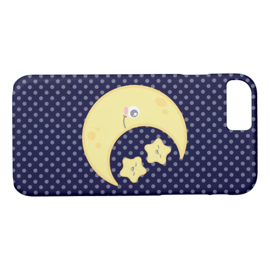 Kawaii Moon en Stars iPhone Case (Achterkant (Horizontaal))