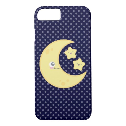 Kawaii Moon en Stars iPhone Case (Achterkant)