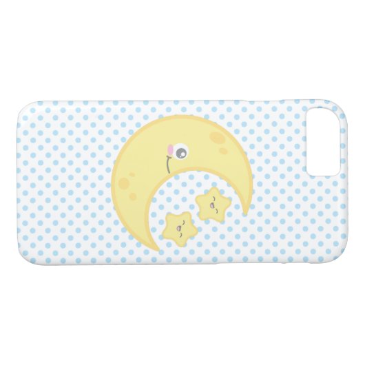 Kawaii Moon en Stars iPhone Case (Achterkant (Horizontaal))