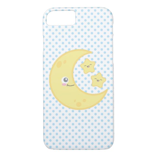 Kawaii Moon en Stars iPhone Case (Achterkant)