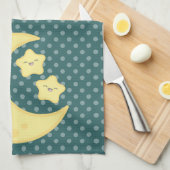 Kawaii Moon en Stars Kitchen Towel Theedoek (Quarter Fold)