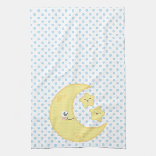 Kawaii Moon en Stars Kitchen Towel Theedoek (Verticaal)