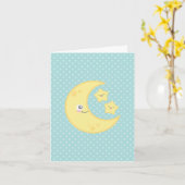 Kawaii Moon en Stars Note Card Kaart (Gele Bloem)