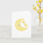 Kawaii Moon en Stars Note Card Kaart (Gele Bloem)