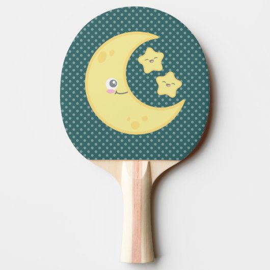Kawaii Moon en Stars Ping Pong Paddle Tafeltennisbatje (Achterkant)