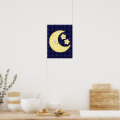 Kawaii Moon en Stars Poster Print (Keuken)