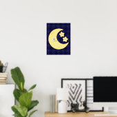 Kawaii Moon en Stars Poster Print (Thuiskantoor)