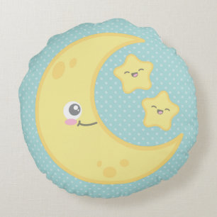 Kawaii Moon en Stars Round Pillow Rond Kussen