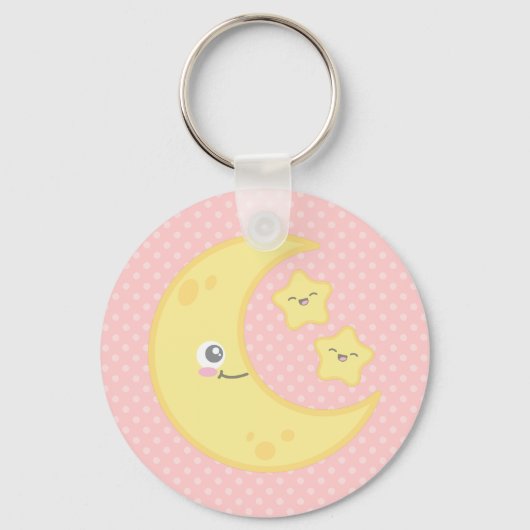 Kawaii Moon en Stars Sleutelhanger (Voorkant)