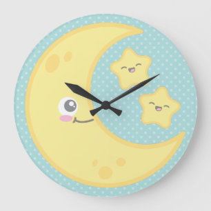 Kawaii Moon en Stars Wall Clock Grote Klok