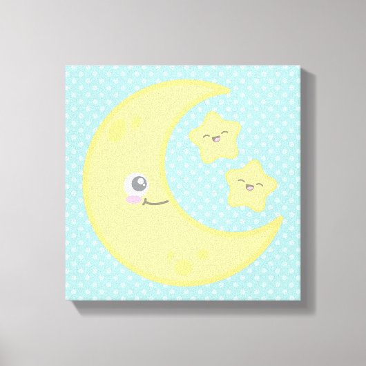 Kawaii Moon en Stars Wrapped Canvas (Voorkant)