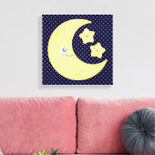 Kawaii Moon en Stars Wrapped Canvas Afdruk (Insitu (Woonkamer))