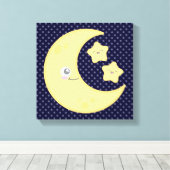 Kawaii Moon en Stars Wrapped Canvas Afdruk (Insitu (Houten vloer))