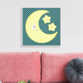 Kawaii Moon en Stars Wrapped Canvas Afdruk (Insitu (Woonkamer))
