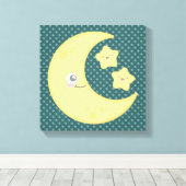 Kawaii Moon en Stars Wrapped Canvas Afdruk (Insitu (Houten vloer))