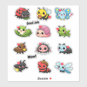 Kawaii Moppige Bugs en Insecten Studentenbeloning Sticker