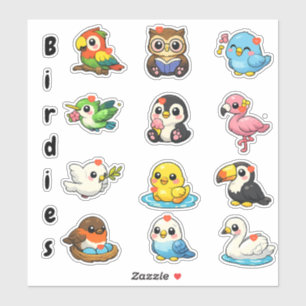 Kawaii Moppige Vogeltjes Studenten Beloningssticke Sticker