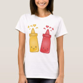Kawaii Mosterd en Ketchup Liefde T-shirt (Voorkant)