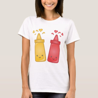 Kawaii Mosterd en Ketchup Liefde T-shirt