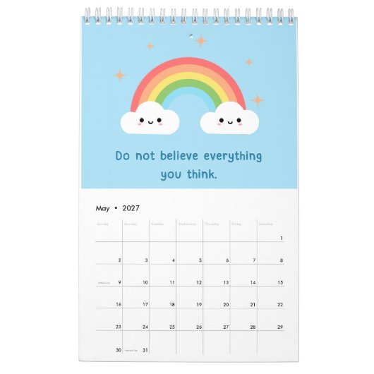Kawaii Motiverende Positieve Affirmaties Kalender (Mei 2027)