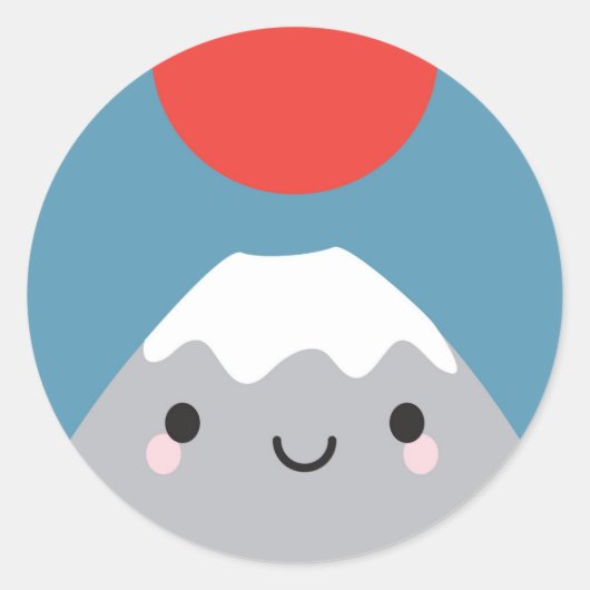 Kawaii Mt Fuji San Ronde Sticker (Voorkant)