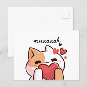 Kawaii muah kus uit het Briefkaart van de kat