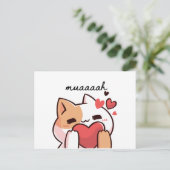Kawaii muah kus uit het Briefkaart van de kat (Staand voorkant)