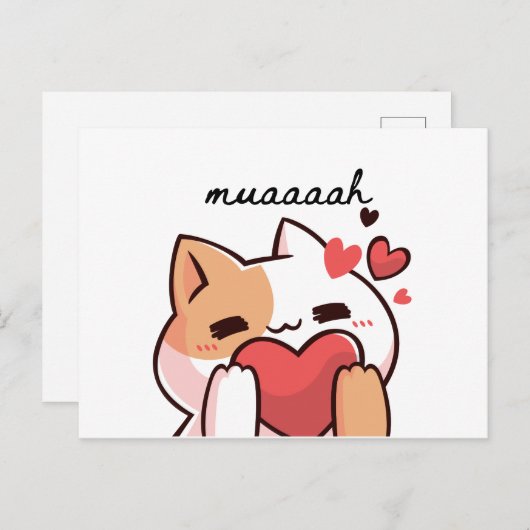 Kawaii muah kus uit het Briefkaart van de kat (Voorkant / Achterkant)