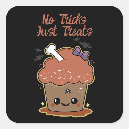 Kawaii Muffin Halloween Vierkante Sticker (Voorkant)