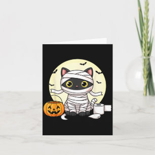 Kawaii Mummie Kat Halloween Zwarte Kat Trick Or Kaart