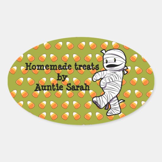 Kawaii Mummy Ovale Sticker (Voorkant)