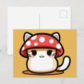 Kawaii Mushroom Cat Briefkaart (Voorkant / Achterkant)
