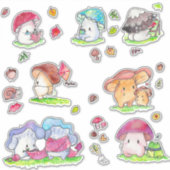 Kawaii Mushroom Friends Sticker assortiment (Voorkant)
