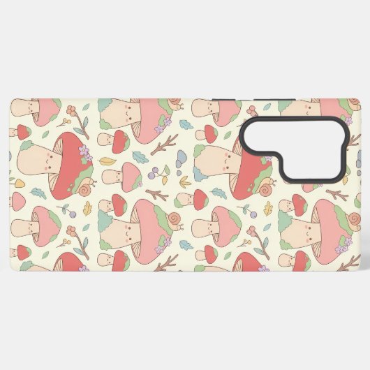 Kawaii Mushroom Snail Pattern Phone Case Samsung Galaxy Hoesje (Achterkant horizontaal)