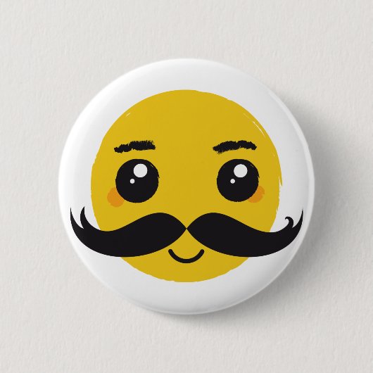 Kawaii Mustache Smiling Ronde Button 5,7 Cm (Voorkant)