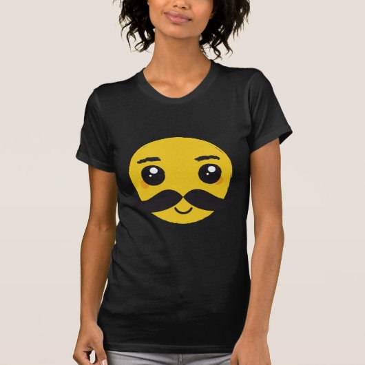 Kawaii Mustache Smiling T-shirt (Voorkant)