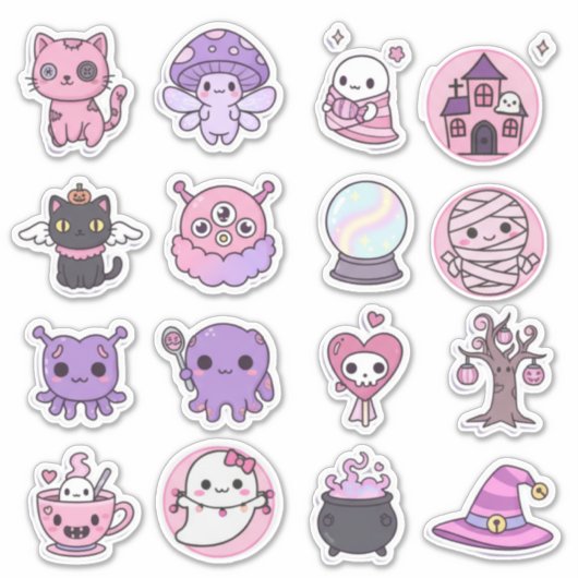 Kawaii Mystical Haunts Sticker Pack  (Voorkant)