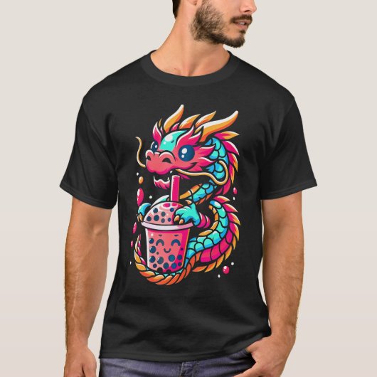 Kawaii Mythical Animals Kind Boba Tea Dragon T-shirt (Voorkant)